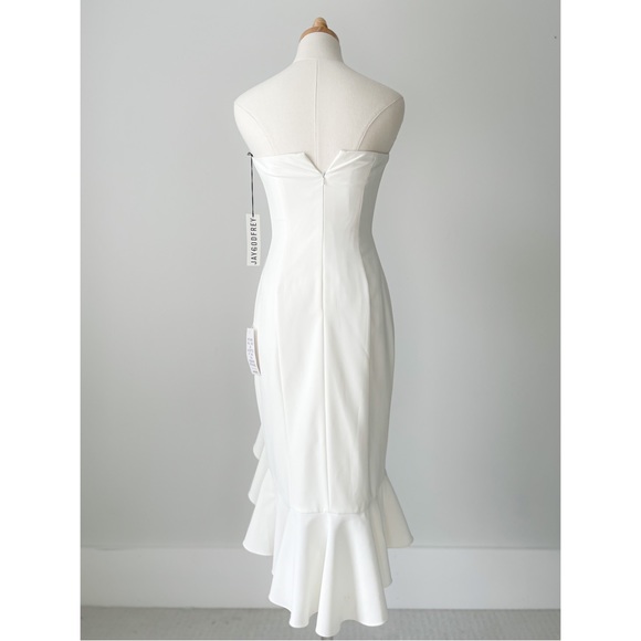 NWT JAY GODFREY Strapless Ruffle Hem Harrington Dress in Ivory - Picture 7 of 13